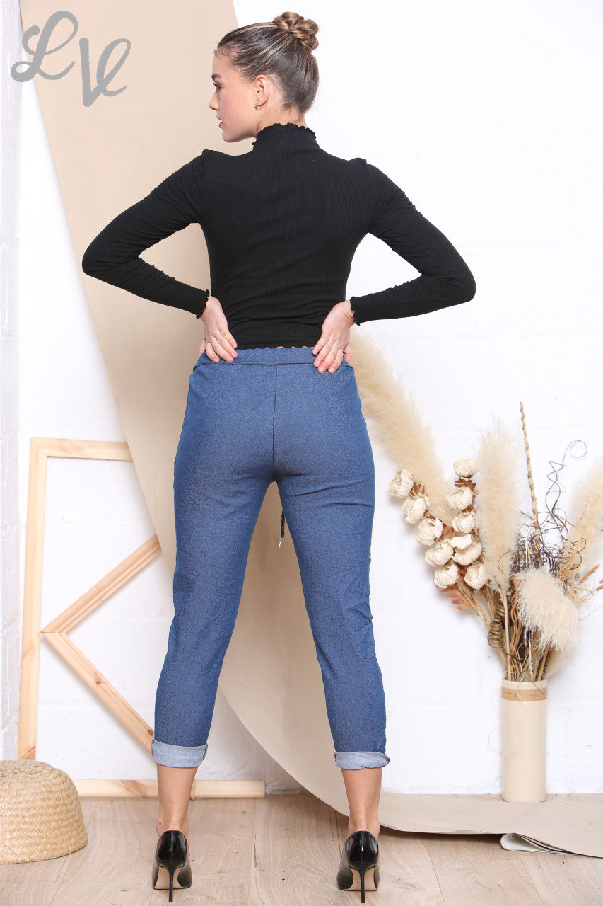 Ladies Denim Look Magic Trousers Denim- Unit Price WAS £10.99 NOW £5.99