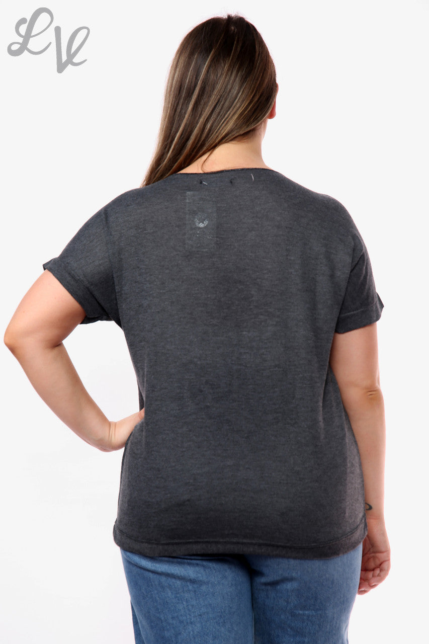 Dames Shimmer Anker Top Houtskool Prijs WAS € 9,99 NU € 5,99