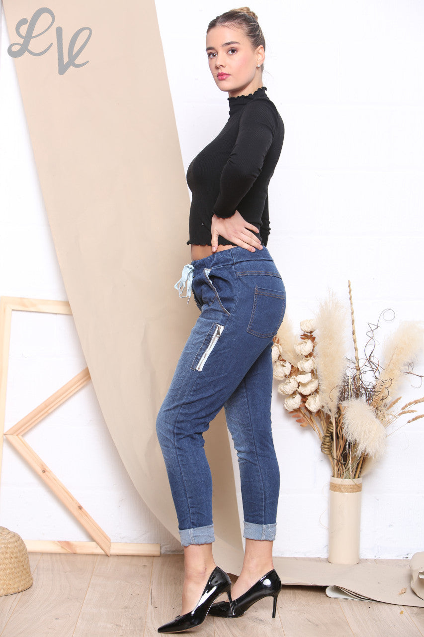 Ladies Denim Look Magic Trousers Denim - Unit Price WAS £10.99 NOW £6.99