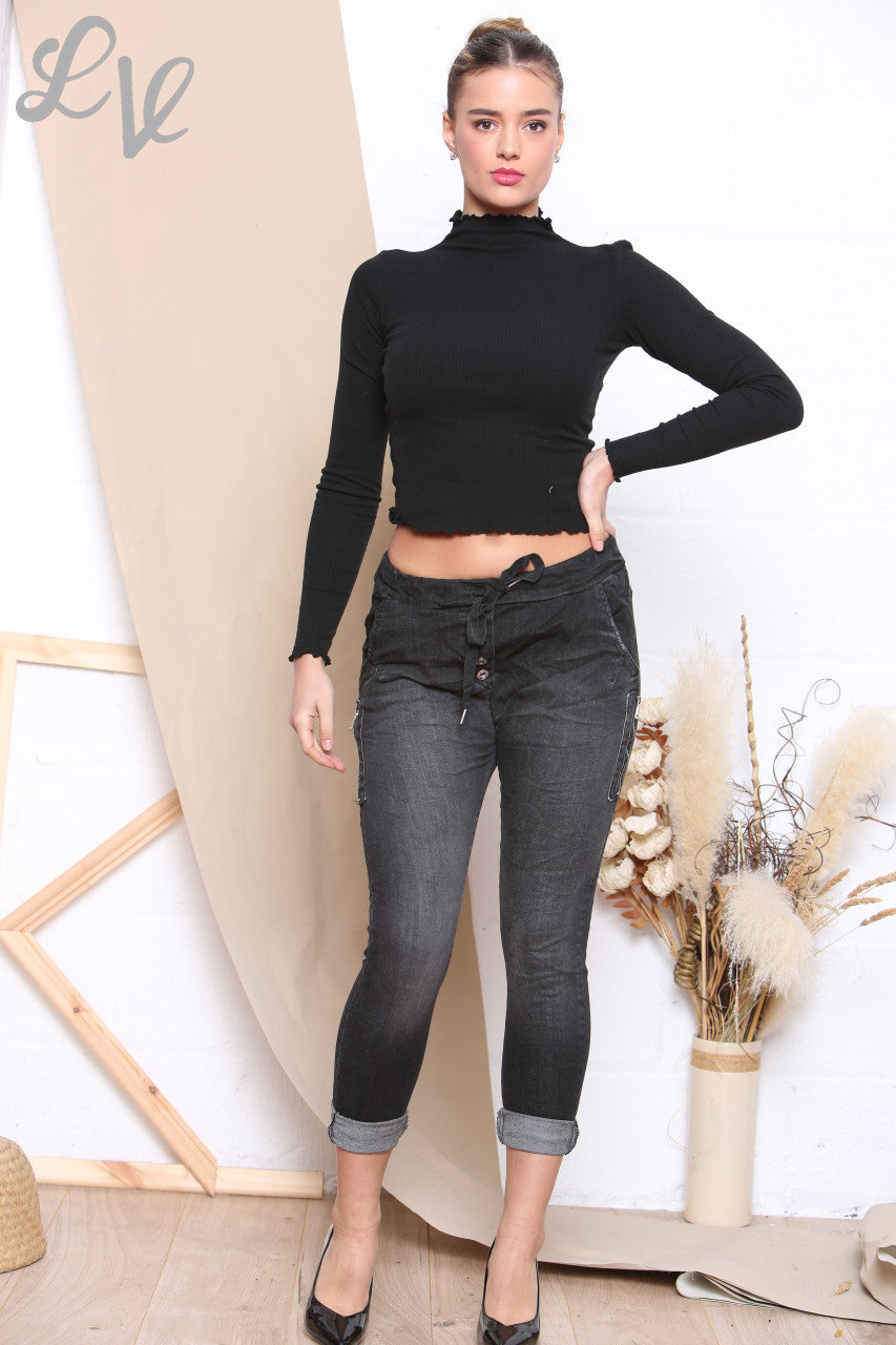 Dames Denim Look Magic Broek Grijs - Stukprijs WAS €10,99 NU €6,99
