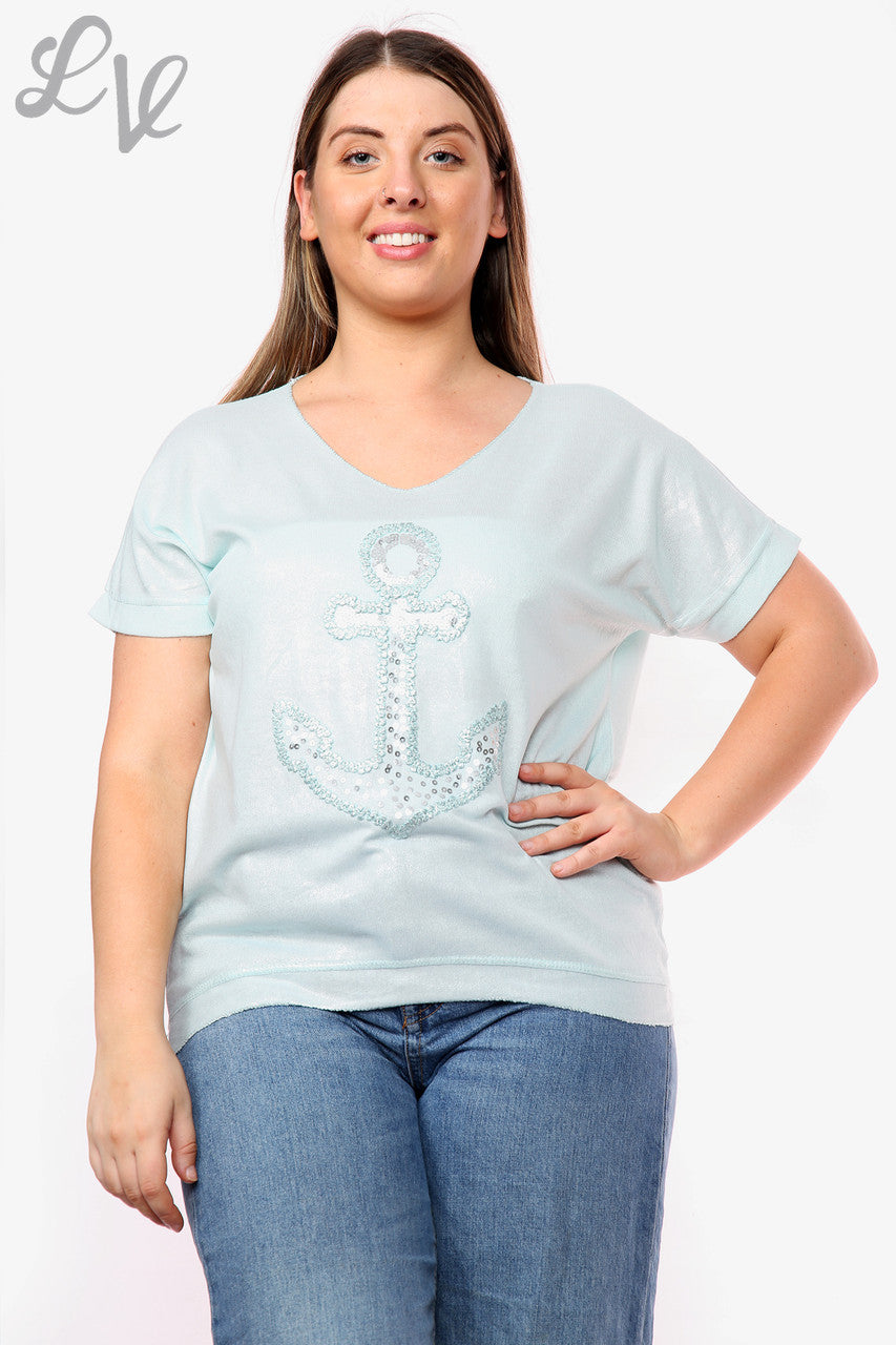 Dames Shimmer Anker Top Mint Stukprijs WAS €11,99 NU €7,99