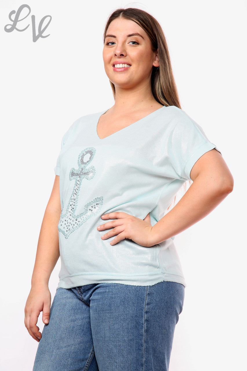 Dames Shimmer Anker Top Mint Stukprijs WAS €11,99 NU €7,99