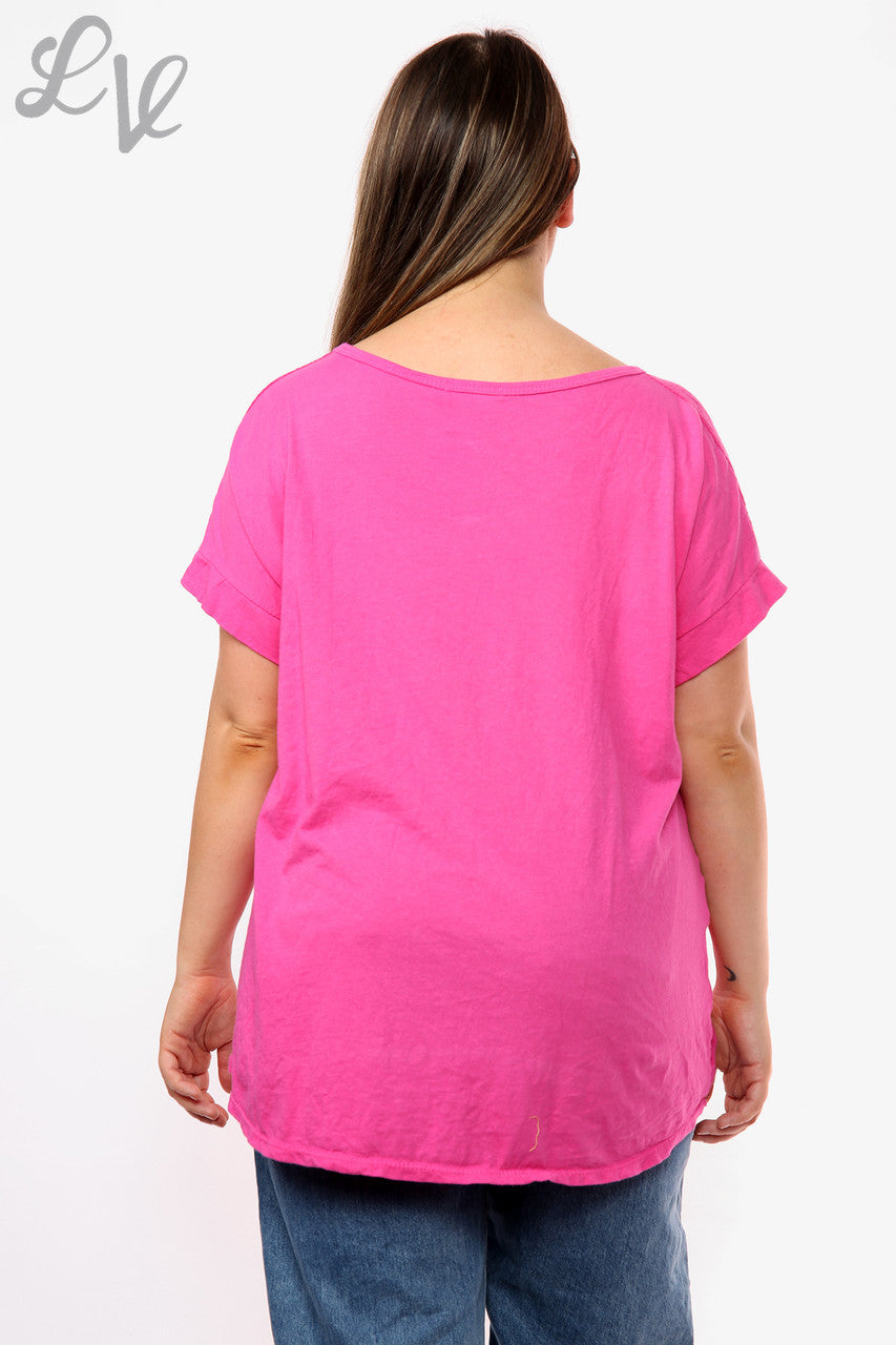 Dames Hart Graffiti Top Cerise Stukprijs WAS €10,99 NU €7,99