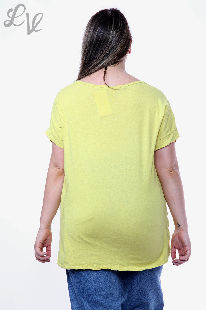 Dames Heart Graffiti Top Mosterdstukprijs WAS £10.99 NU £7.99