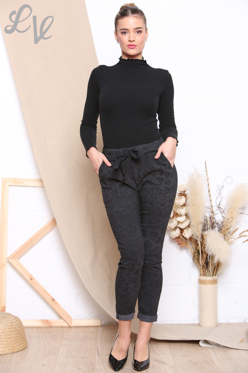 Ladies Animal Print Magic Trousers Charcoal Unit Price WAS £12.99 NOW £6.99