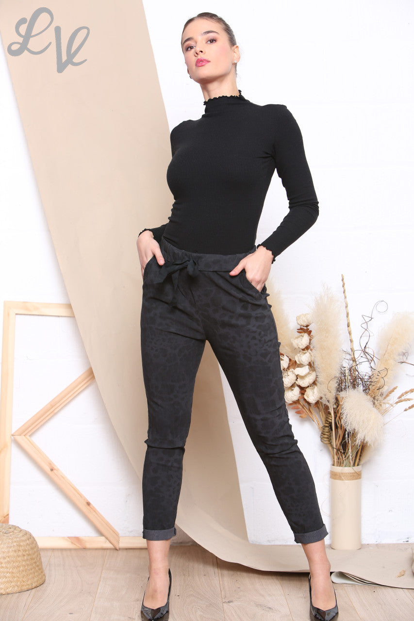 Ladies Animal Print Magic Trousers Charcoal Unit Price WAS £12.99 NOW £6.99