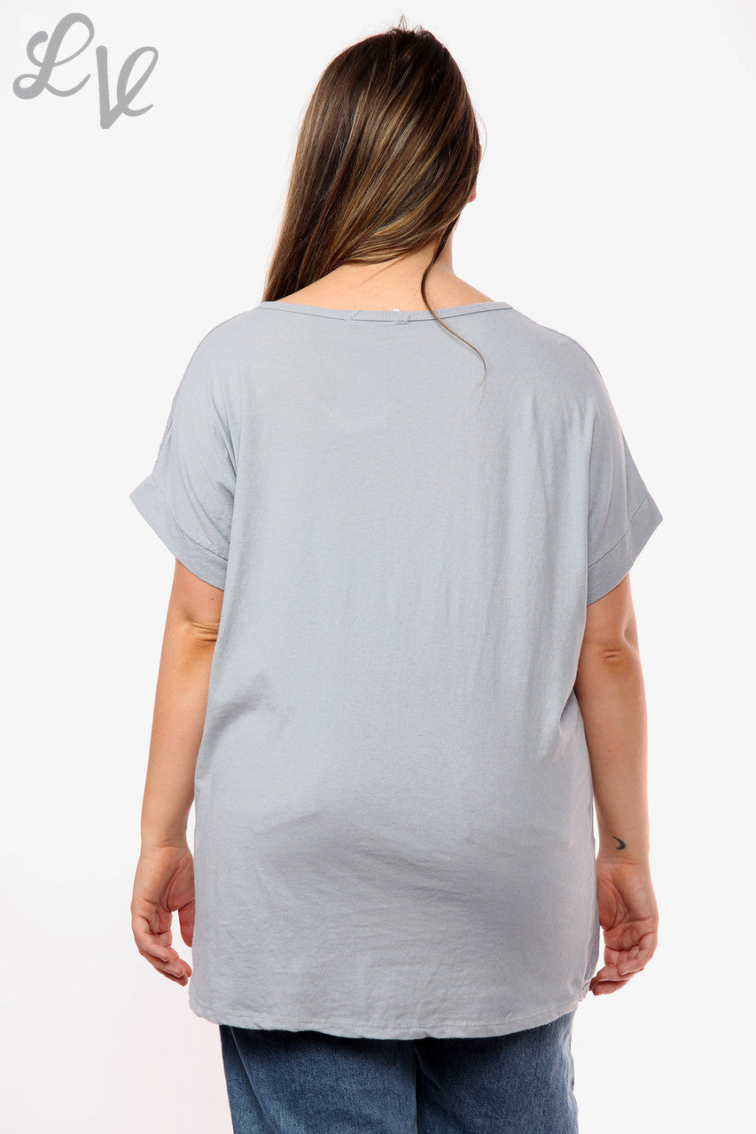 Dames Heart Graffiti Top Grijs Prijs WAS €10,99 NU €7,99