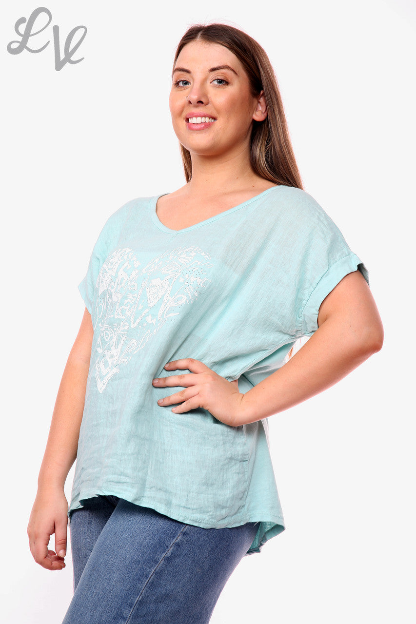 Dames Hart Graffiti Top Mint Prijs per eenheid WAS €10,99 NU €7,99