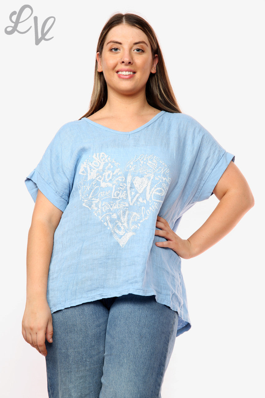 Ladies Heart Graffiti Top Denim Unit Price WAS £10.99 NOW £7.99