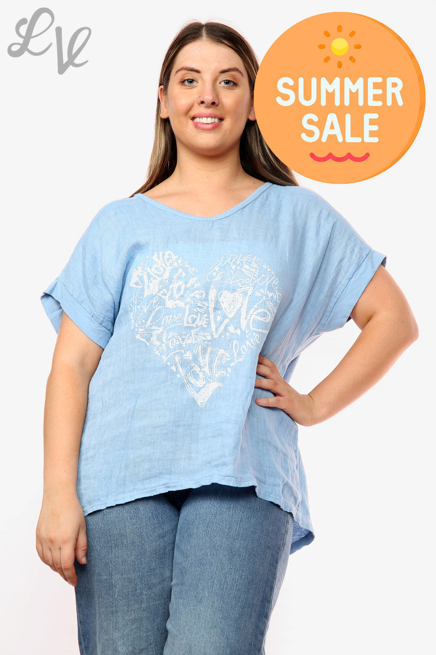Ladies Heart Graffiti Top Denim Unit Price WAS £10.99 NOW £7.99