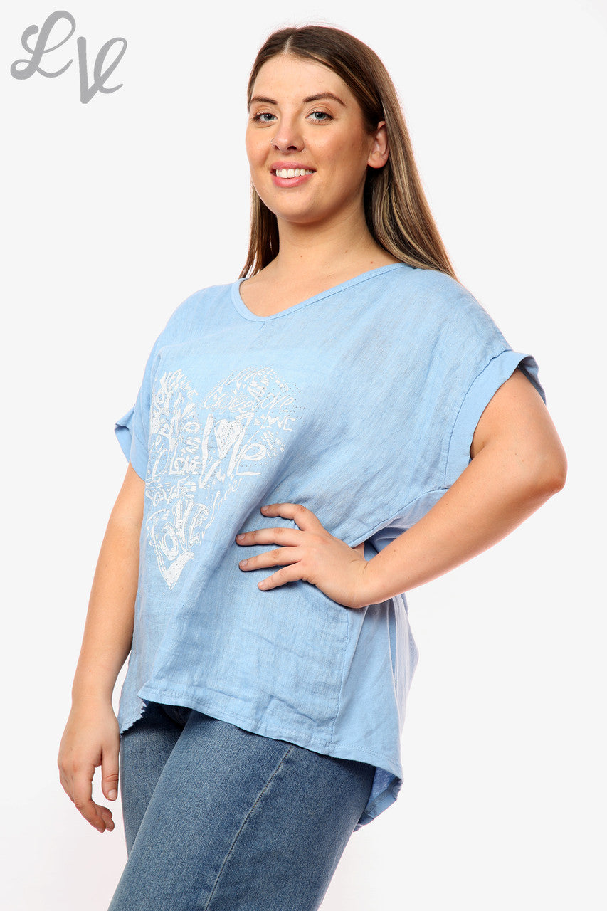 Ladies Heart Graffiti Top Denim Unit Price WAS £10.99 NOW £7.99