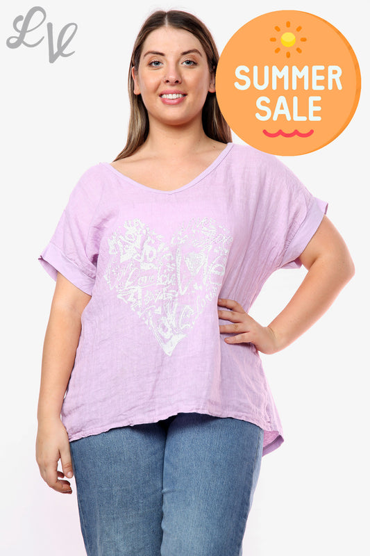 Ladies Heart Graffiti Top Purple Unit Price WAS £10.99 NOW £7.99