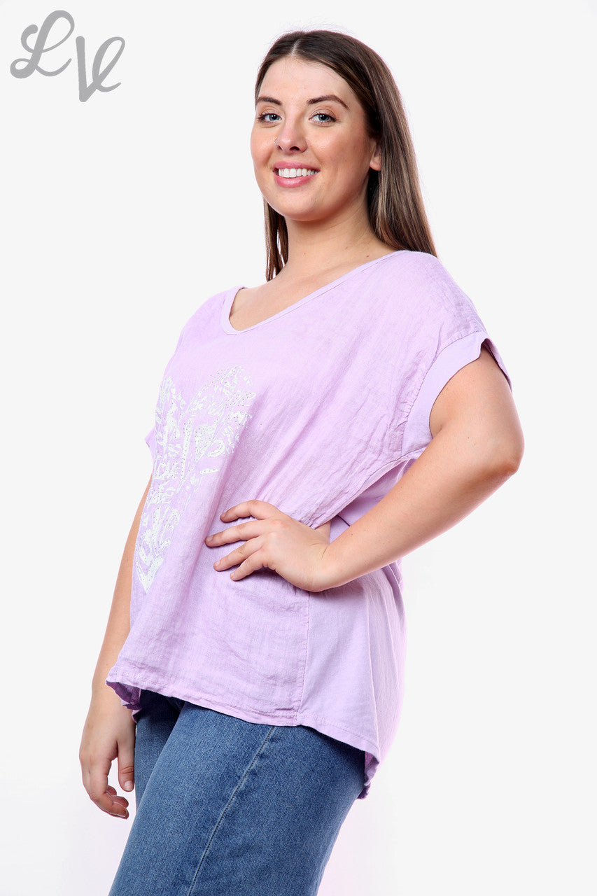 Dames Hart Graffiti Top Paars Stukprijs WAS €10,99 NU €7,99