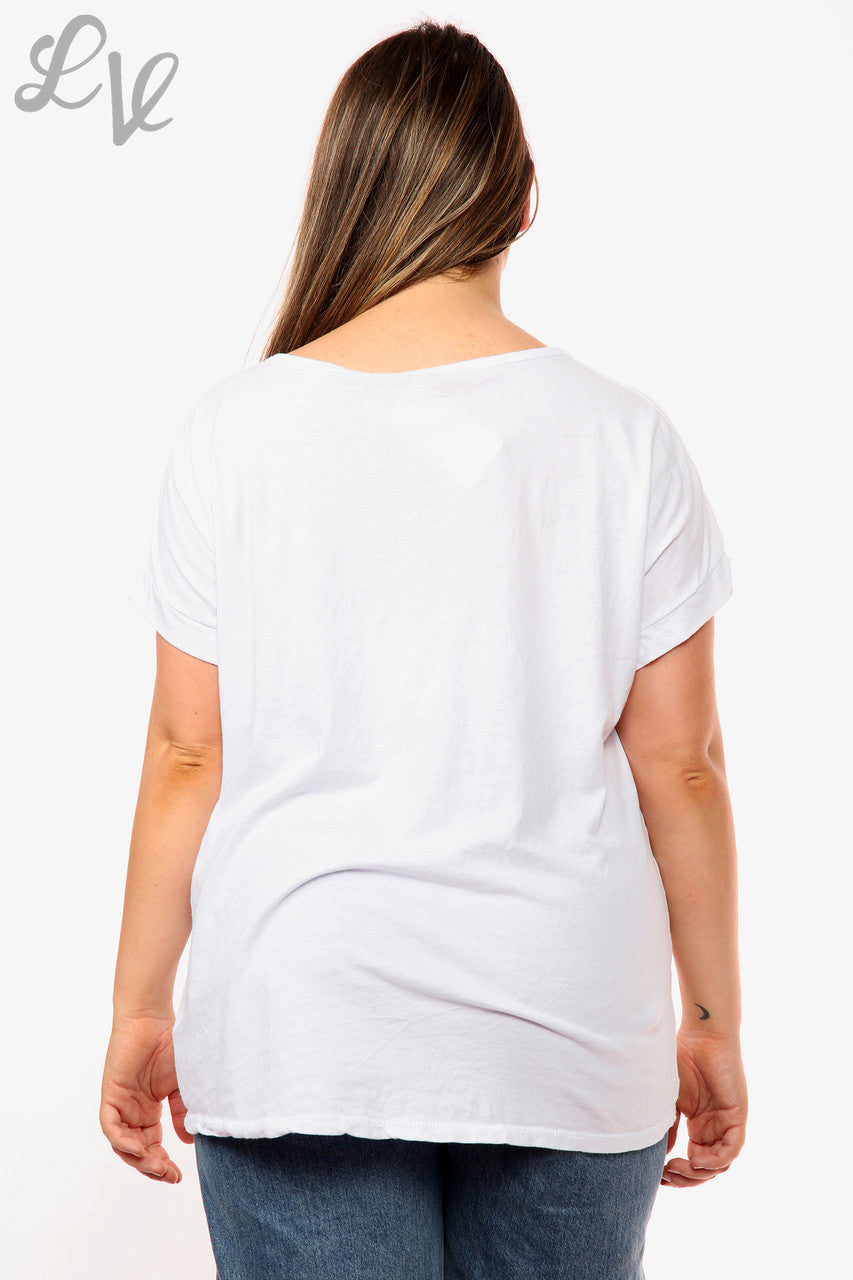 Dames Heart Graffiti Top Wit Prijs WAS €10,99 NU €7,99