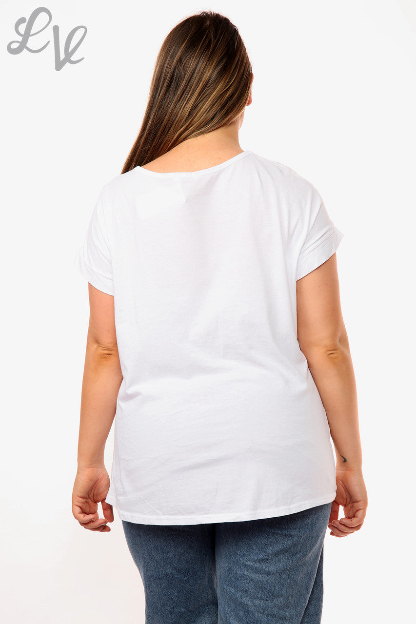 Ladies Love Hearts Heart Sequin Top White Unit Price WAS £10.99 NOW £7.99