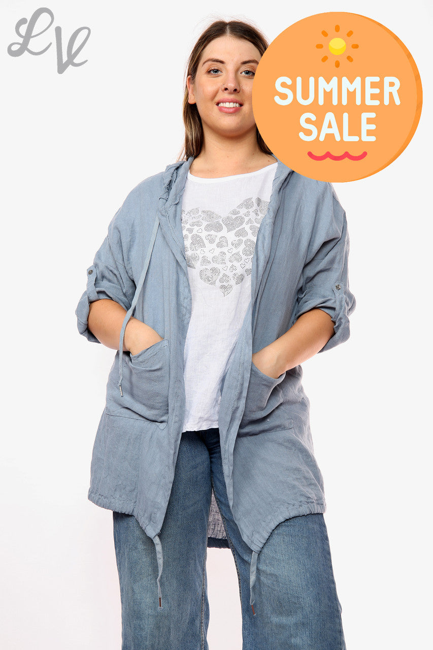 Dames GET WILD Folie Detail Vest met Capuchon Denim Stukprijs WAS €18,99 NU €9,99