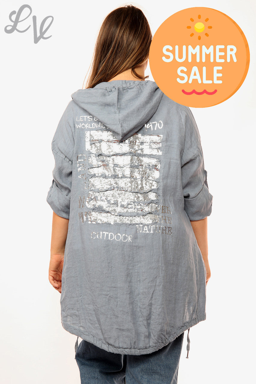 Dames GET WILD Folie Detail Vest met Capuchon Denim Stukprijs WAS €18,99 NU €9,99