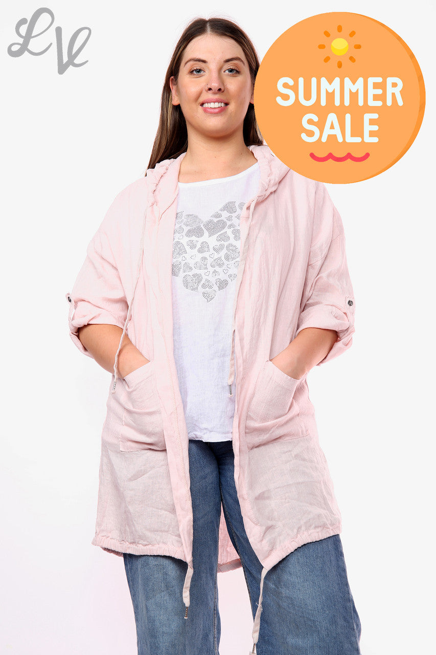 Dames GET WILD Folie Detail Vest met capuchon Dusty Pink Stukprijs WAS €18,99 NU €9,99