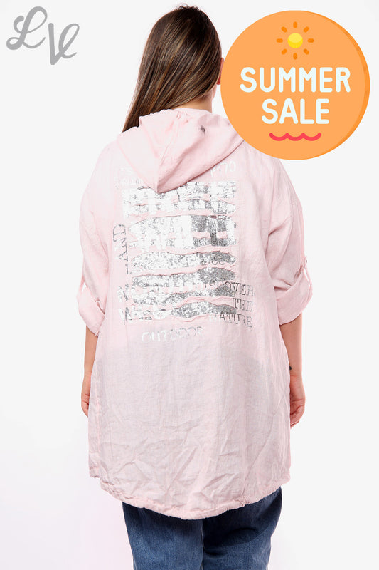 Dames GET WILD Folie Detail Vest met capuchon Dusty Pink Stukprijs WAS €18,99 NU €9,99