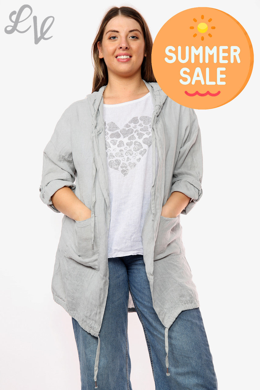 Dames GET WILD Vest met capuchon met foliedetail op de rug Zilver Prijs per stuk WAS £18,99 NU £9,99