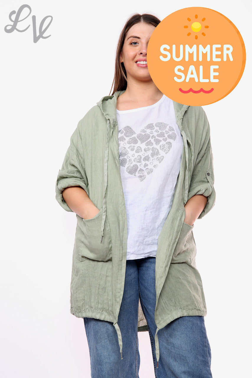Dames GET WILD Foliedetail Vest met capuchon khaki WAS € 18,99 NU € 9,99