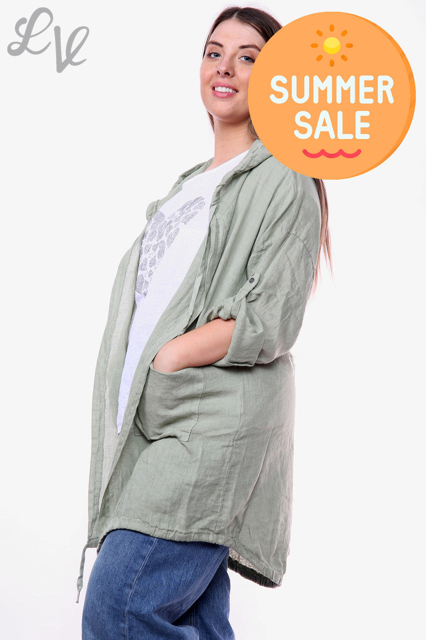 Dames GET WILD Foliedetail Vest met capuchon khaki WAS € 18,99 NU € 9,99