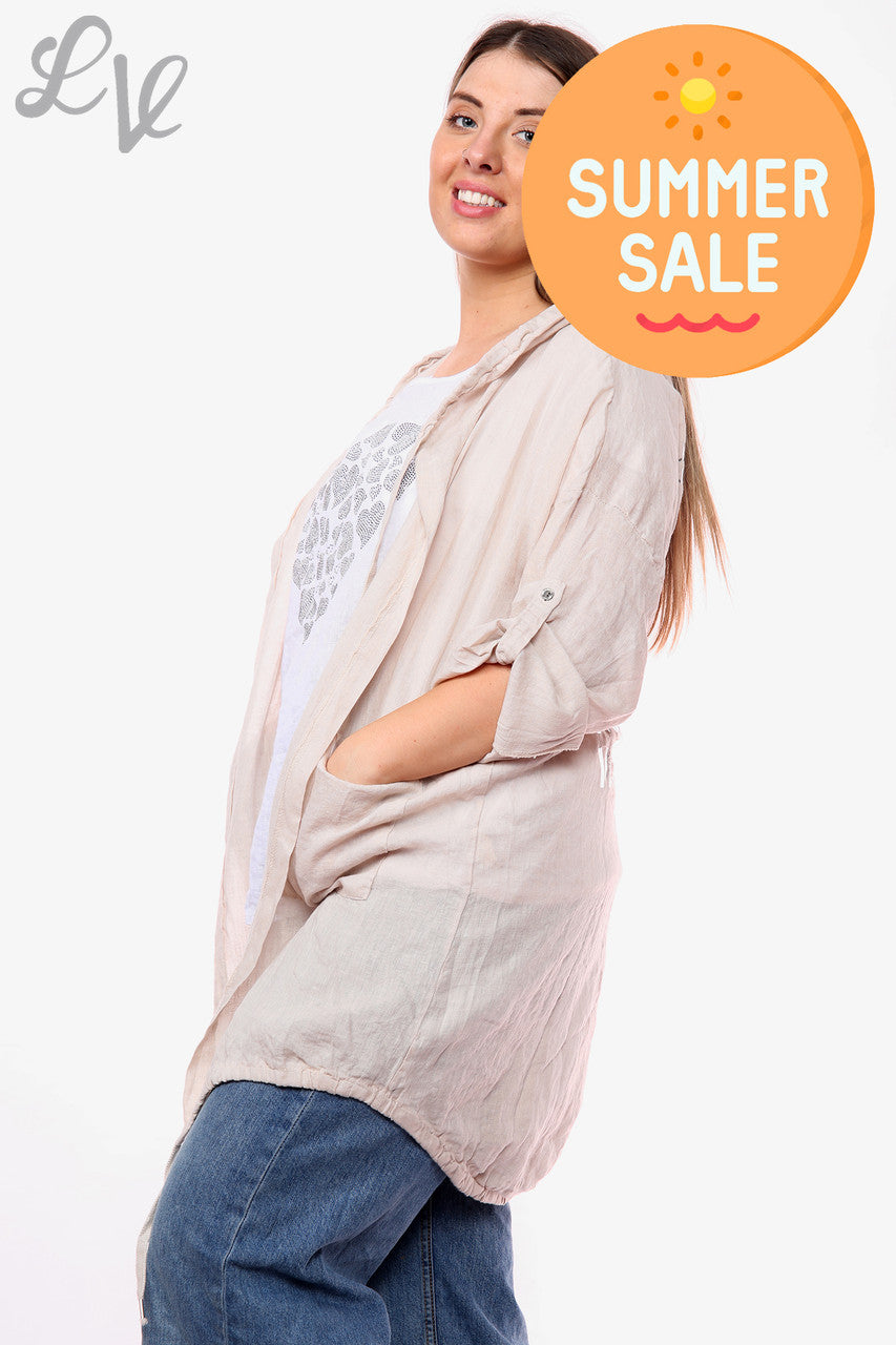 Dames GET WILD Folie Detail Vest met capuchon achterkant Steen Prijs WAS €18,99 NU €9,99