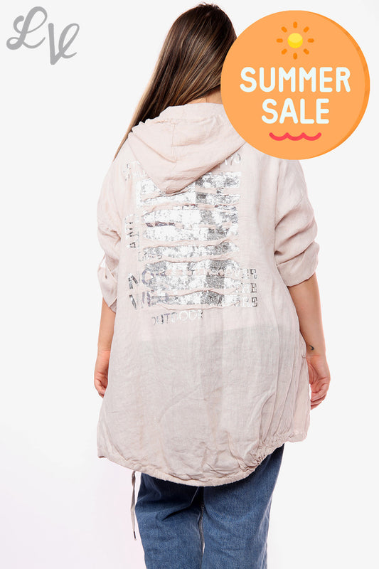 Dames GET WILD Folie Detail Vest met capuchon achterkant Steen Prijs WAS €18,99 NU €9,99