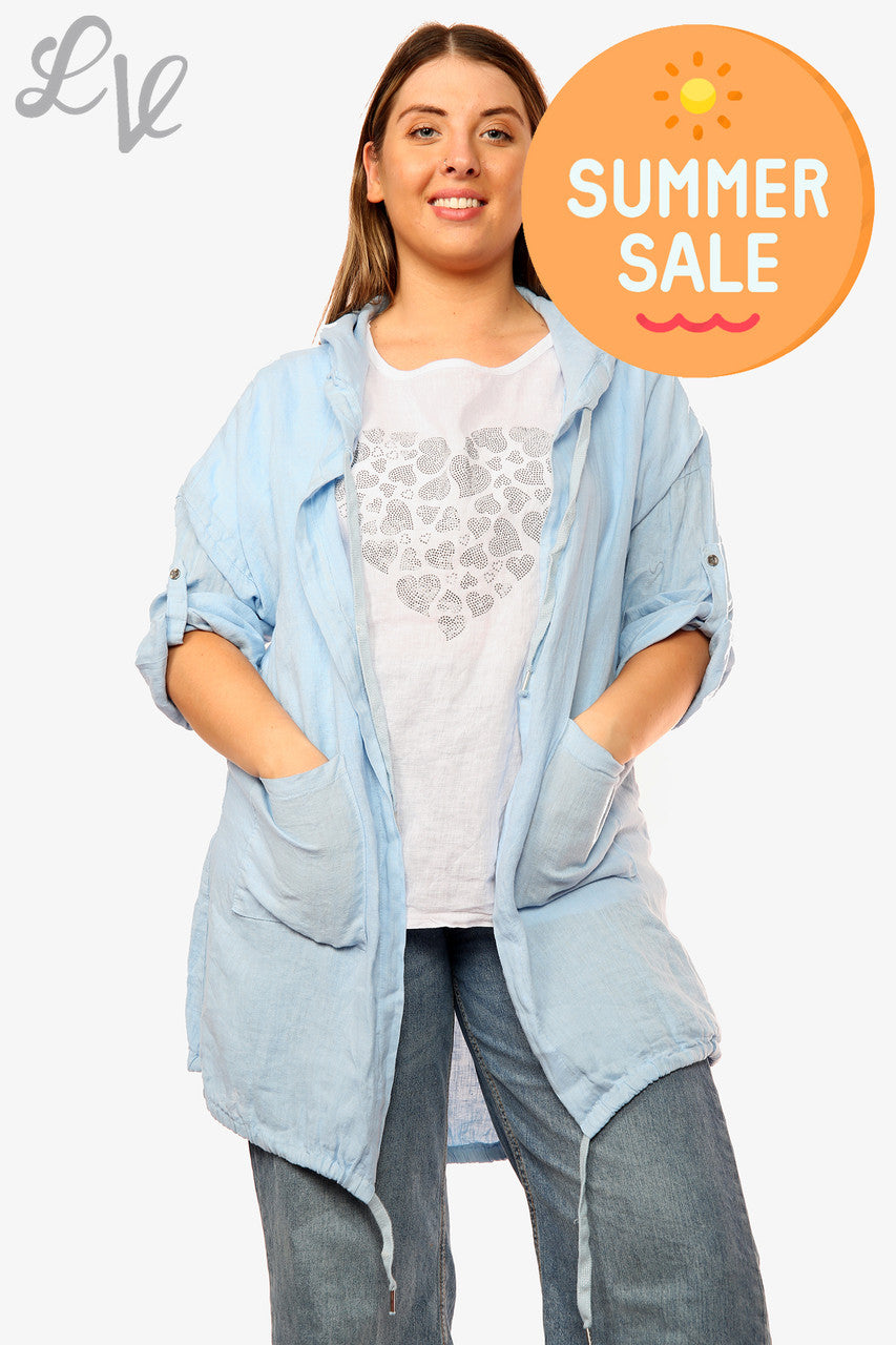 Dames GET WILD Folie Detail Vest met capuchon Lichtblauw Prijs per eenheid WAS €18,99 NU €9,99