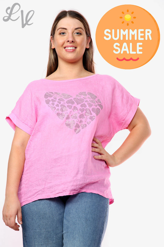 Ladies Love Hearts Heart Sequin Top Pink Unit Price WAS £10.99 NOW £7.99