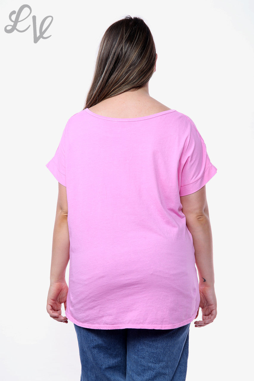 Ladies Love Hearts Hart Pailletten Top Roze Stukprijs WAS €10,99 NU €7,99