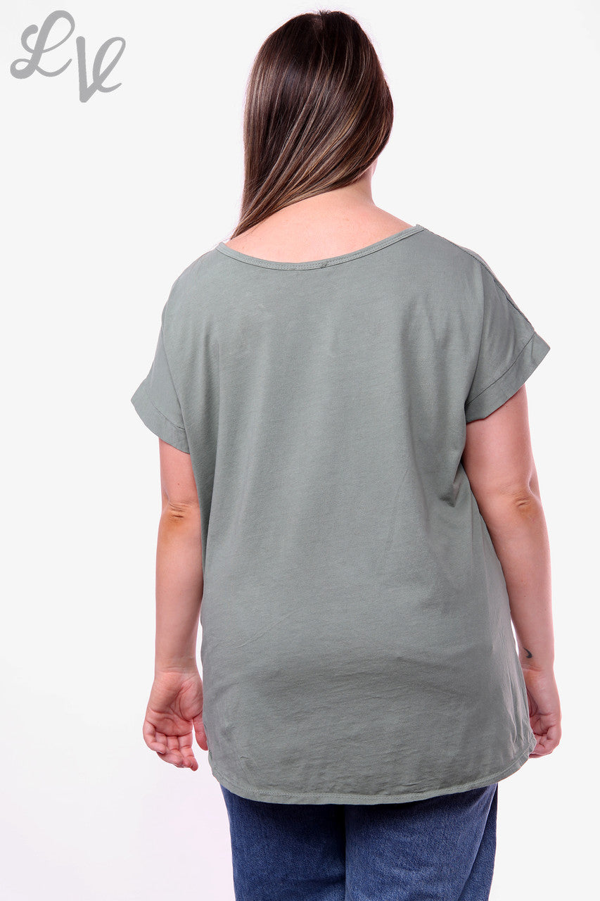 Dames Liefdes Harten Pailletten Top Kaki Stukprijs WAS €10,99 NU €7,99