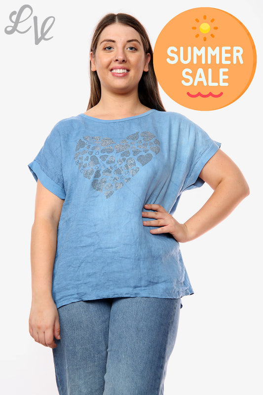Ladies Love Hearts Heart Sequin Top Denim Unit Price WAS £10.99 NOW £7.99