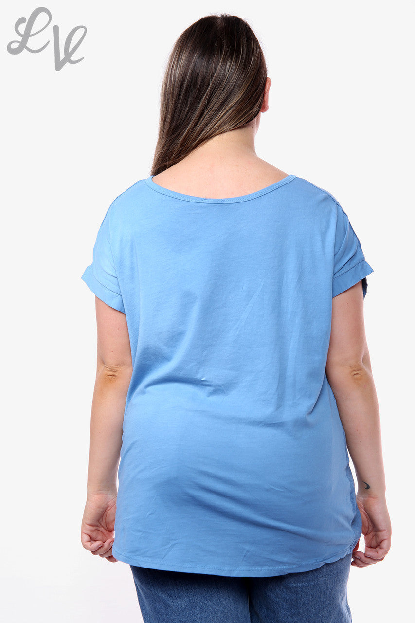 Dames Liefde Harten Hart Pailletten Top Denim Stukprijs WAS £10.99 NU £7.99