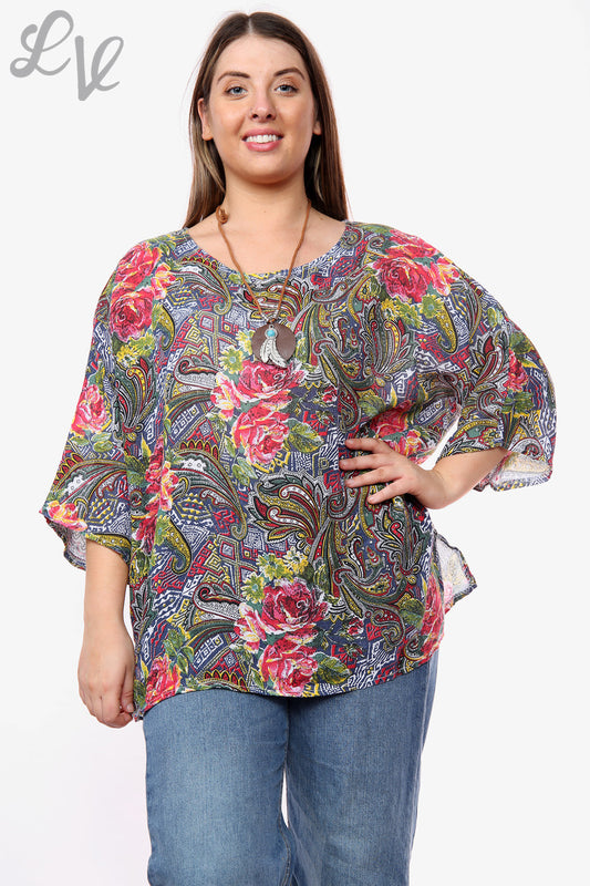 Ladies Paisley Mix Print Top White Unit Price £6.99