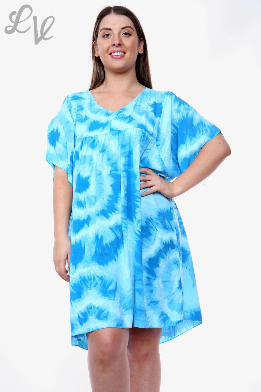 Ladies Tie Dye Shift Dress Turquoise Unit Price WAS£14.99 NOW £6.99