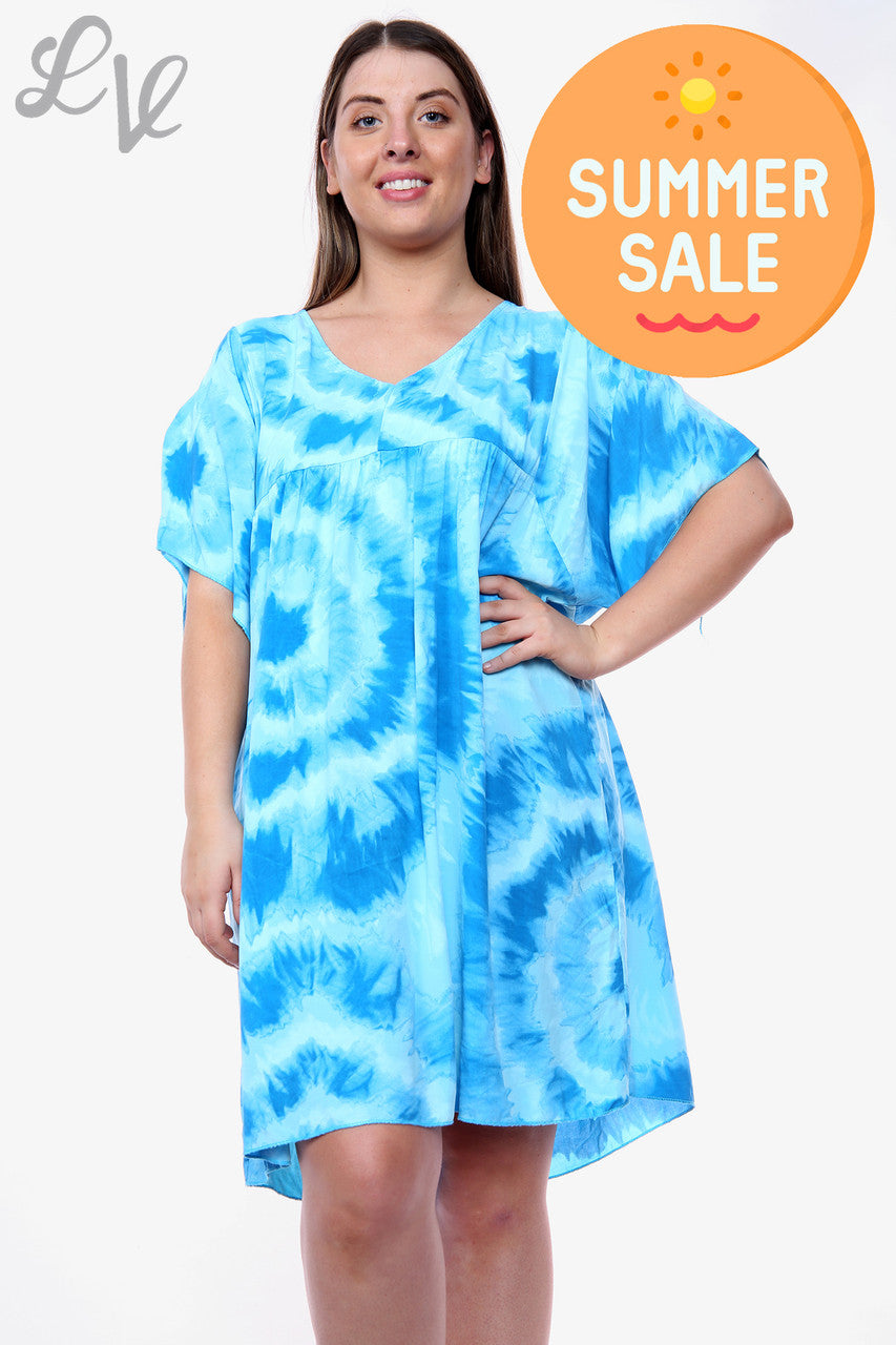 Ladies Tie Dye Shift Dress Turquoise Unit Price WAS£14.99 NOW £6.99