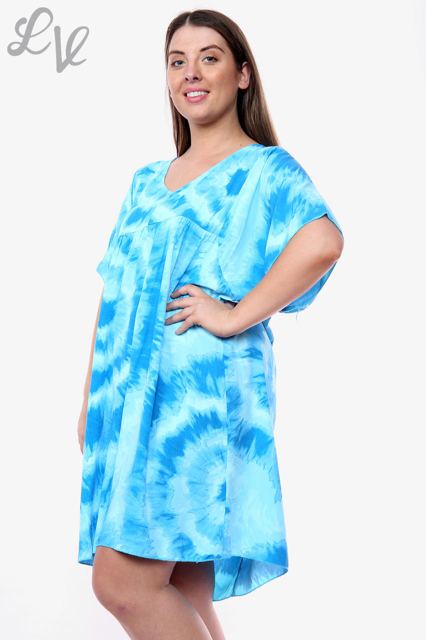 Ladies Tie Dye Shift Dress Turquoise Unit Price WAS£14.99 NOW £6.99
