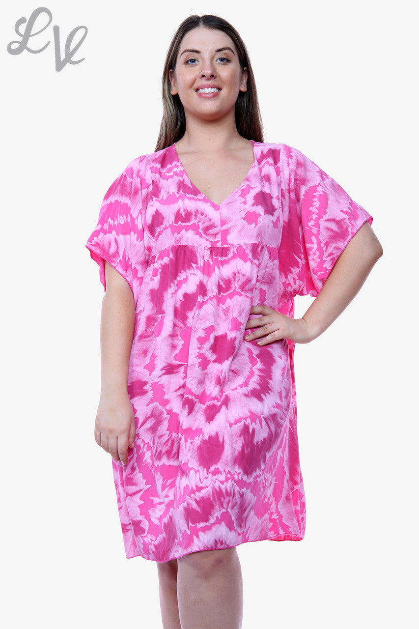 Ladies Tie Dye Shift Dress Cerise Unit Price WAS £14.99 NOW £6.99