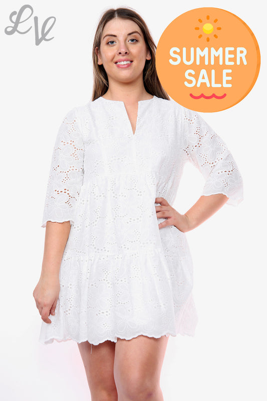 Dames Engelse Zomerjurk Wit Stukprijs WAS €16,99 NU €8,99