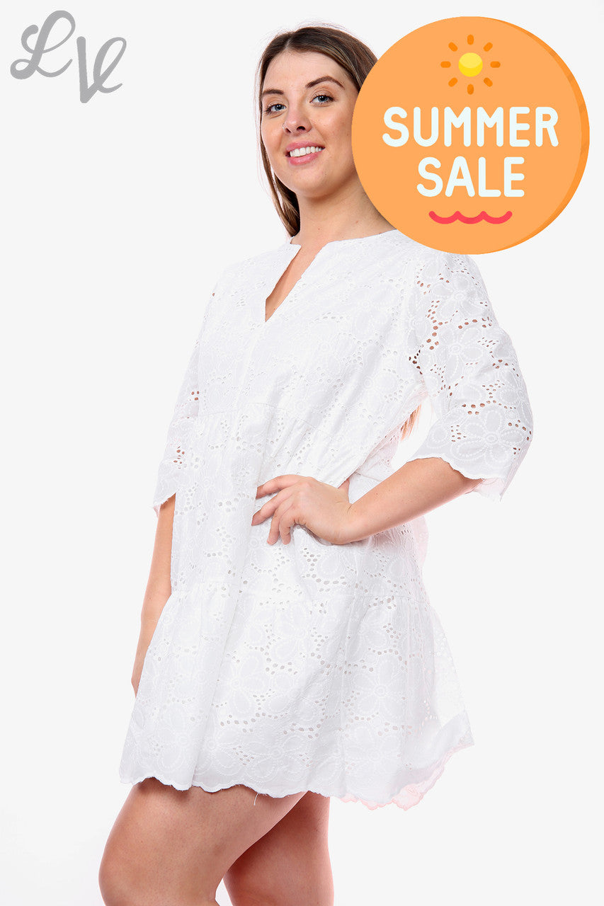 Dames Engelse Zomerjurk Wit Stukprijs WAS €16,99 NU €8,99