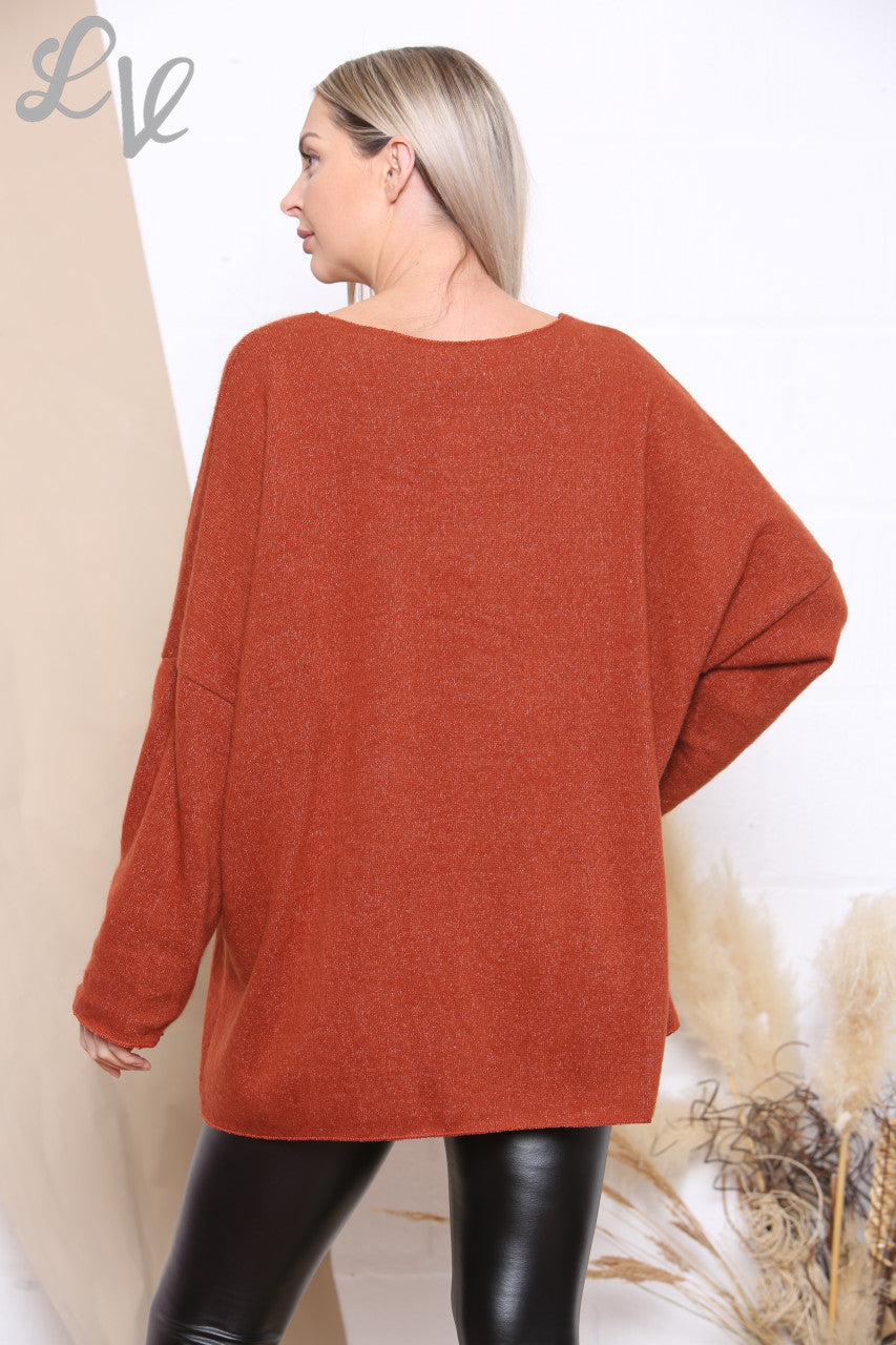 Ladies Foil Dreamcatcher Jumper Rust Unit Price £7.99