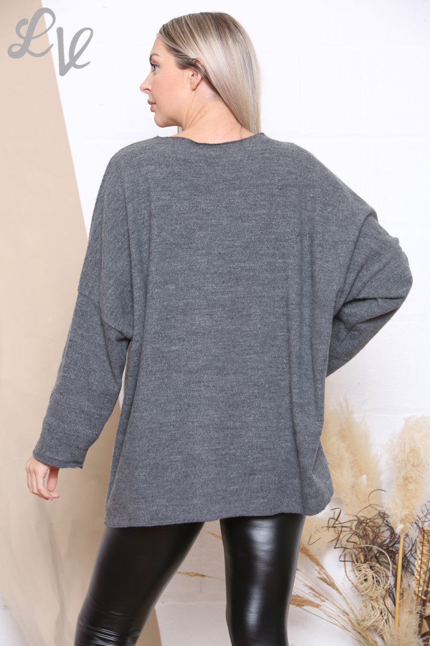 Ladies Foil Dreamcatcher Jumper Grey Unit Price £7.99