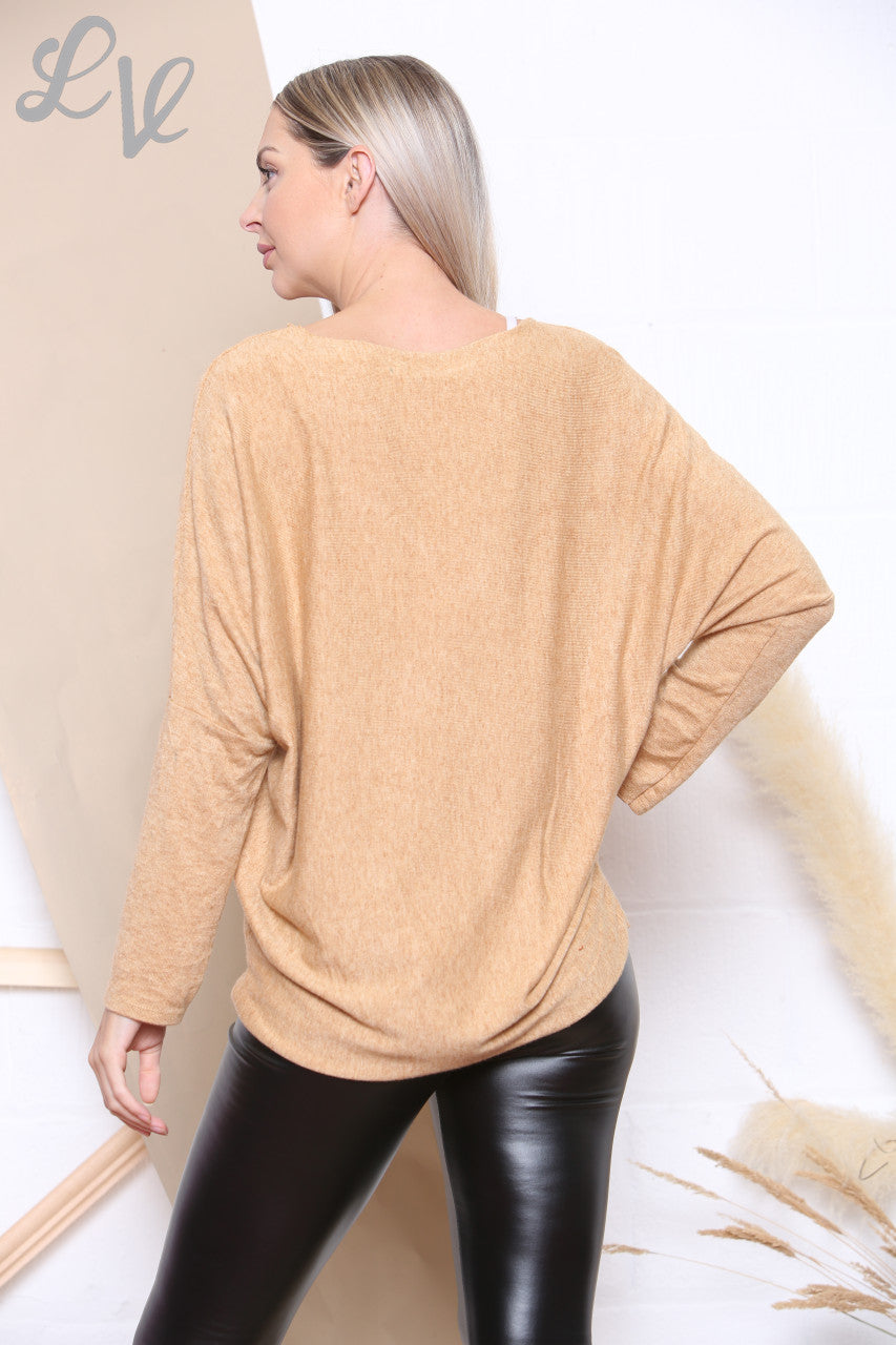 Ladies Applique Heart Detail Jumper Mustard Unit Price £10.99