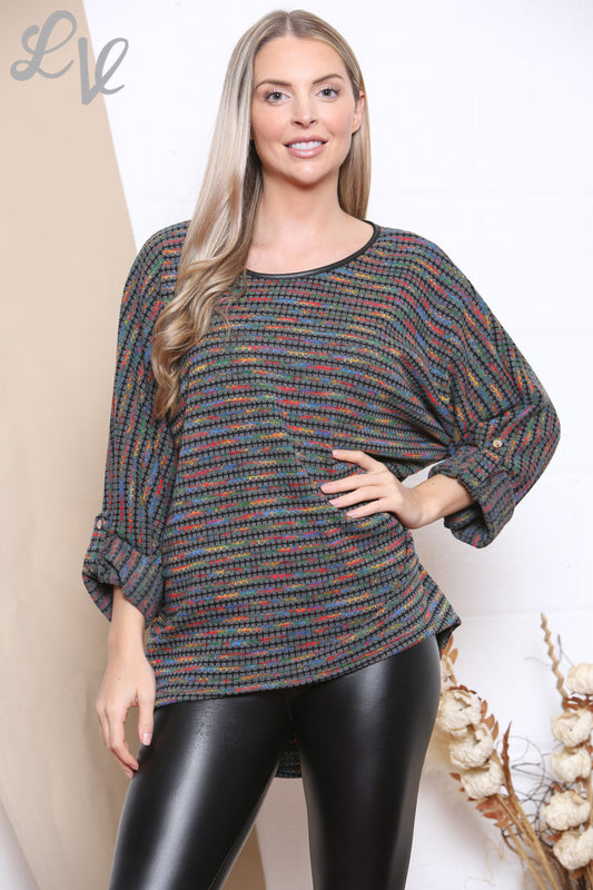 Dames Meerkleurig Gebreide Top Houtskool Stukprijs € 6,99