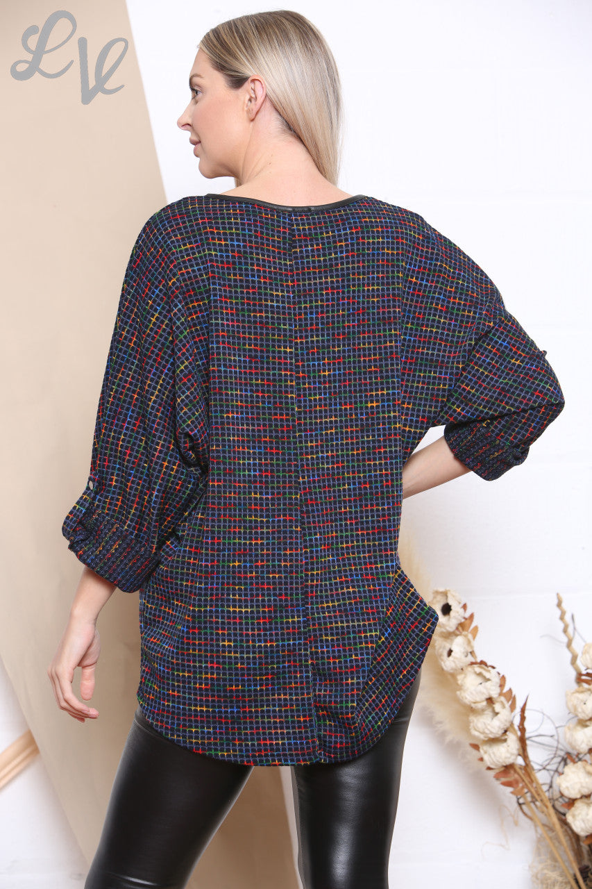 Ladies Multicolour Knit Top Navy Unit Price £6.99