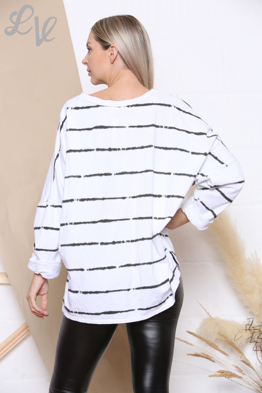 Ladies Stripe Sweatshirt Top White Unit Price £5.99