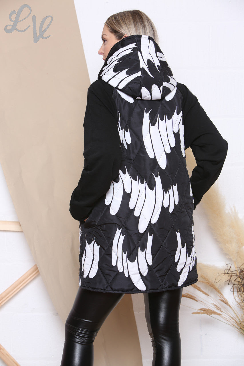 Ladies Pattern Padded Puffer Jacket Black Unit Price £25.99