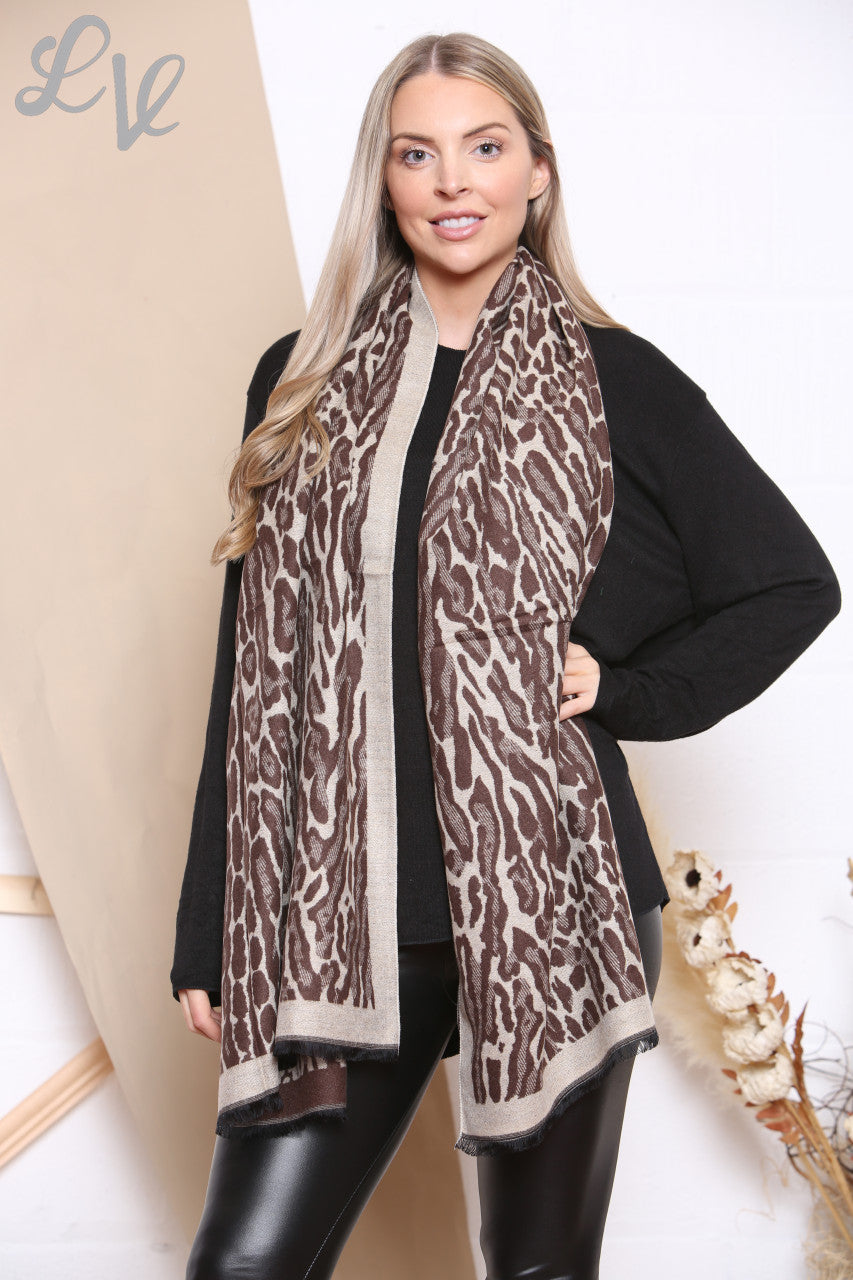 Ladies Animal Print Scarf Tan Unit Price WAS £8.99 NOW £4.99