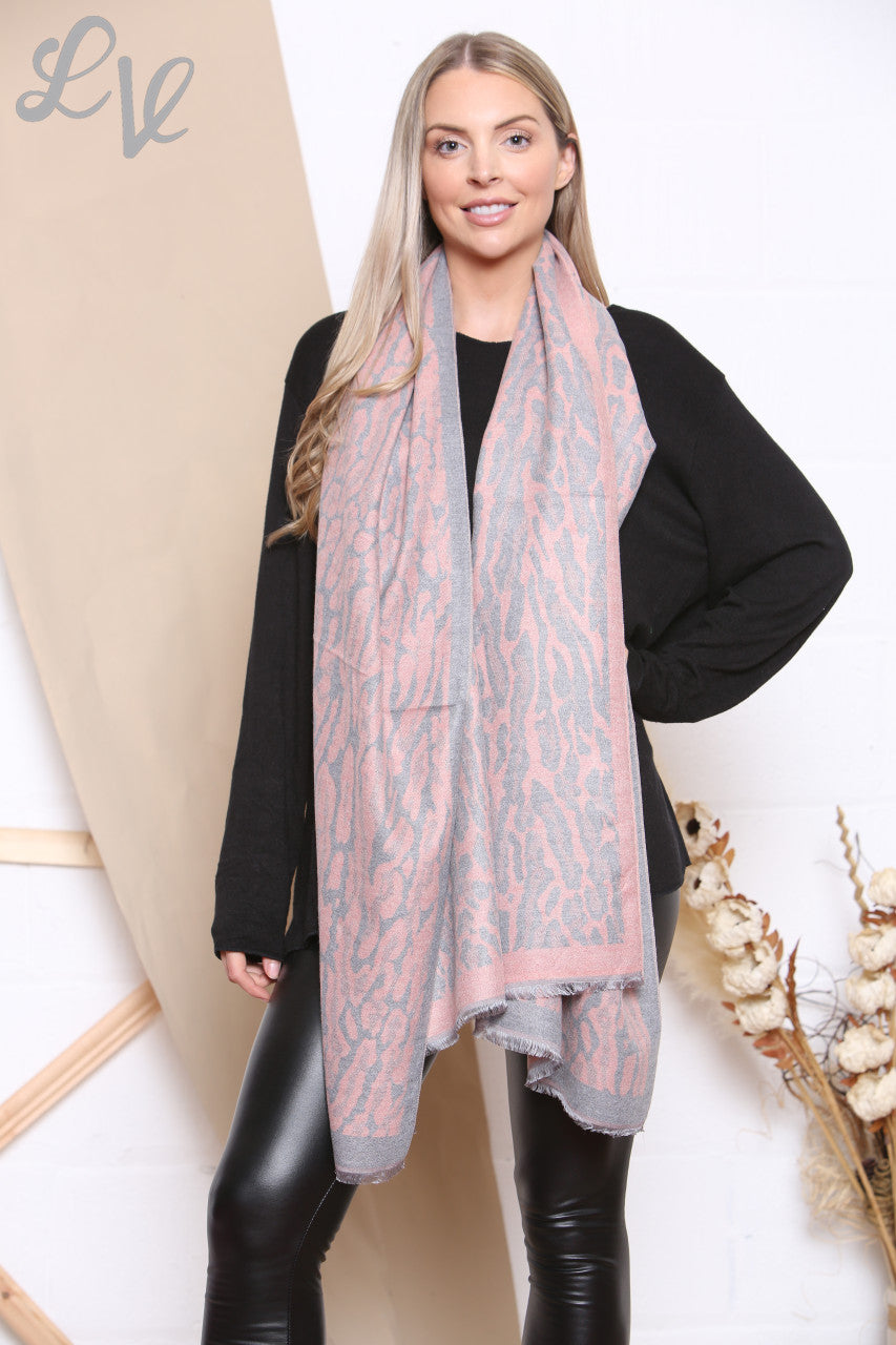 Ladies Animal Print Scarf Pink Unit Price WAS £8.99 NOW £4.99